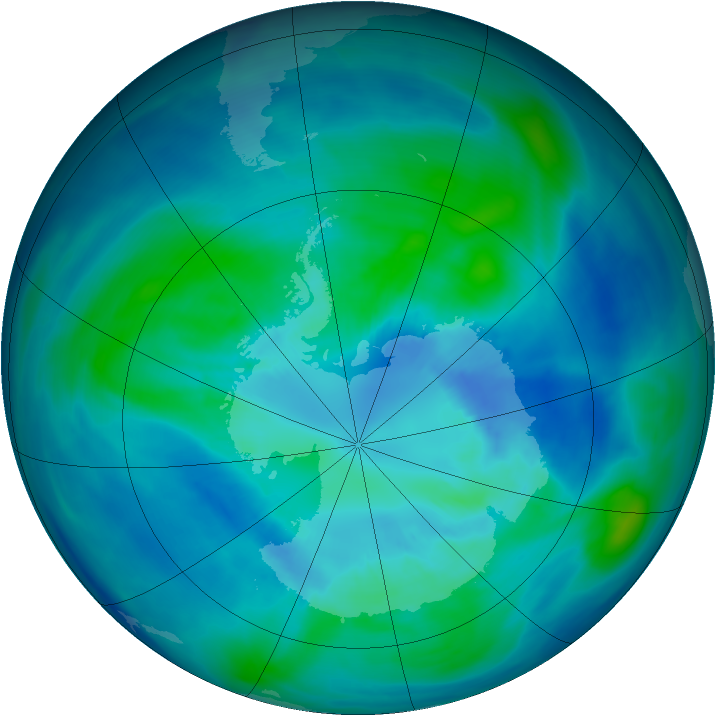 Antarctic ozone map for 31 March 2008